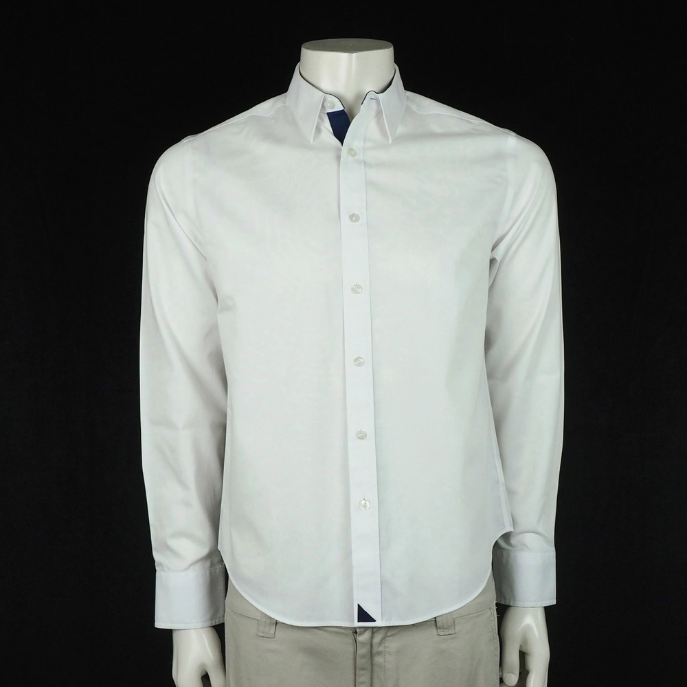 Untuckit Las Cases Wrinkle Free Button Down Shirt Mens Small White Cotton Blend